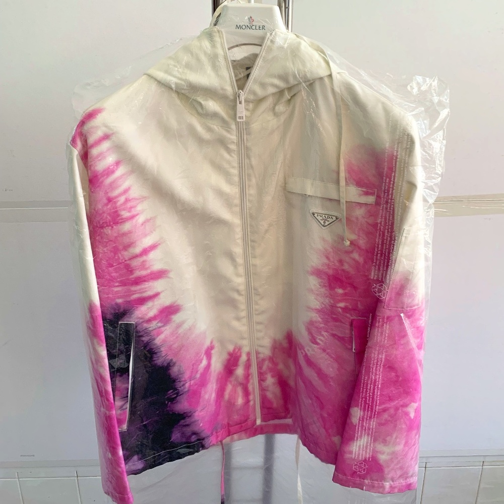 Prada  White Silk Tie-Dye Jacket
